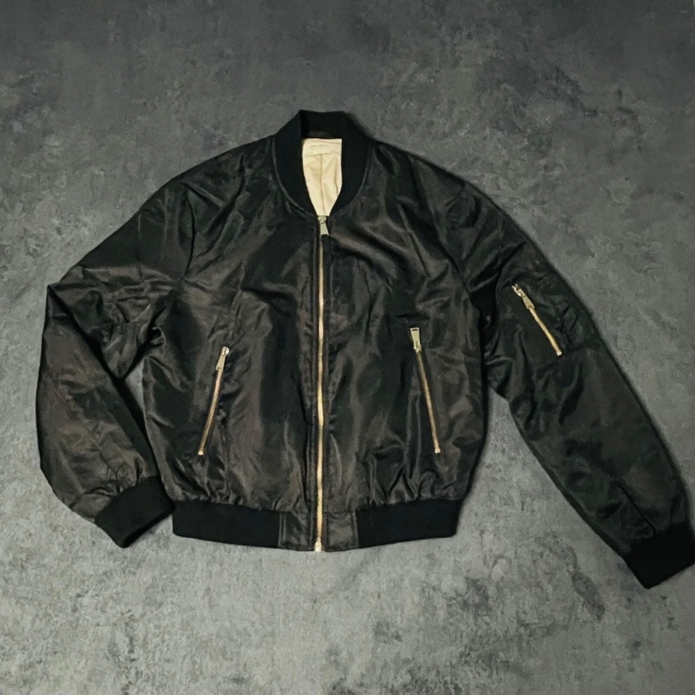 Zara Basic Outerwear Womens 90's Y2K Black Bomber Jacket with Zip Pockets Size S